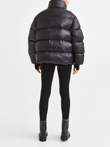 Embroidery Waterproof Breathable Eco-Friendly Cotton Filled Oversized Stylish Ultra-Warm <b>Womens</b> Cropped Puffer <b>Jacket</b> - Product Image 3