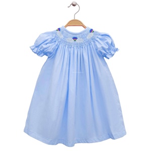 Vestido de manga corta bordado a mano, ropa personalizada para niños y niñas, OEM, ODM, venta al por mayor - Product Image 1