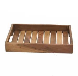 Bandeja de Servicio de Madera Artesanal al por Mayor con Asa Lisa, Duradera para Alimentos y Bebidas, para Hoteles, Restaurantes y Uso Doméstico - Product Image 4