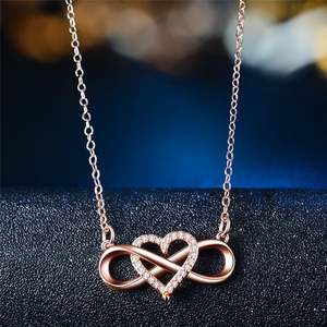 Jeulia "You Complete Me" <b>Infinity</b> Love Heart Sterling Silver <b>Necklace</b> with Zircon and Pearl - Product Image 2