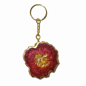 LLavero colgante de resina joyería hecha a mano Regalo de Cumpleaños Para Hija de color dorado y rojo con producto de venta - Product Image 6