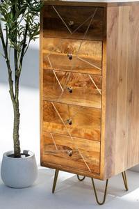 ตู้เก็บของพรีเมี่ยมสำหรับใช้ในบ้านห้องนั่งเล่นห้องนอนห้องรับประทานอาหารทำด้วยมือ5ลิ้นชักแบบโมเดิร์นหีบไม้มะม่วงพร้อมขาโลหะ - Product Image 3