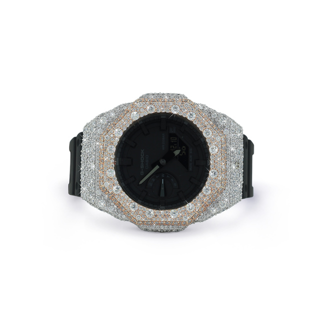 Two Tone Big Diamond Bezel G-Shock Watch Quartz Movement Luxury Fashion Watch Best Price Ever