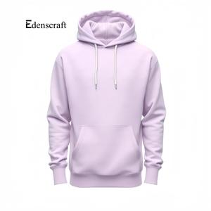 Pull à capuche décontracté d'hiver pour hommes en coton mélangé doux gaufré avec poche imprimée personnalisée teint en plaine confortable coupe régulière - Product Image 2