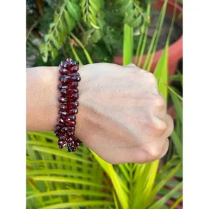925 Silver Faceted Garnet Beads <b>Bracelet</b> Trendy Religious Geometric <b>Ball</b> Flower Bangles Opal Agate Pearl Diamond Main Gift - Product Image 6