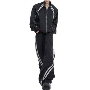 Ensemble de survêtement pour homme en polyester, jogging, survêtement patchwork, pantalon de survêtement en nylon, survêtement en nylon personnalisé pour homme, vente chaude - Product Image 1