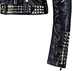 Hot <b>Sale</b> Genuine Leather Studded Jacket Crop Women Ladies Handmade Long Sleeve Best Quality Women Studded Fashion Jacket - Product Image 6