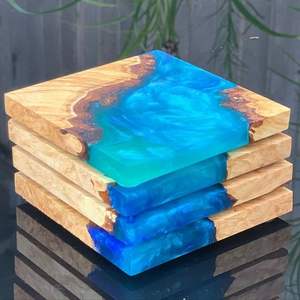 Dessous de verre en bois de résine de qualité supérieure personnaliser sous-verre rond carré en résine pour les fêtes de noël de mariage décor de Table chauffante - Product Image 5