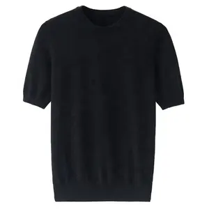 Camiseta informal de cuello redondo para hombre, 100% de algodón camisa negra, con imágenes estampadas personalizadas, Logo impreso, de alta calidad