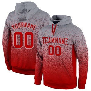 Vente en gros Livraison directe Sweat-shirt à capuche cousu personnalisé gris rouge fondu - Product Image 1