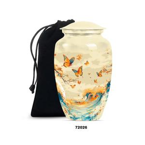Urna de cremación grande de aluminio hermosa mariposa para adultos para cenizas humanas urna conmemorativa de tamaño completo con tapa y bolsa de terciopelo gratis - Product Image 2