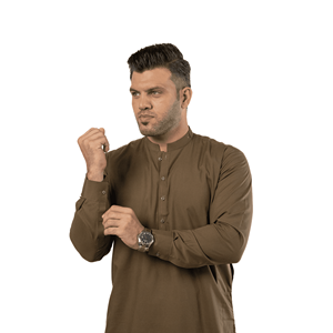 Kurta Tradicional Musulmana para Hombre R33, Largo hasta el Tobillo, Cuello Alto, Antiencogimiento, con Diseño Mehandi - Product Image 5