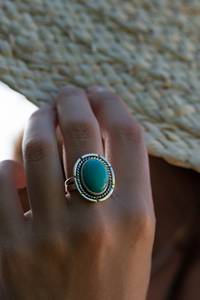 Bague audacieuse bleu turquoise, faite à la main en argent sterling 925, style hippie bohème, pierre de naissance de décembre, idée cadeau pour femme - Product Image 3