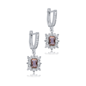 Rectángulo forma sultanita CZ piedra 925 plata esterlina pendientes colgantes Joyería Al por Mayor turco hecho a mano - Product Image 3
