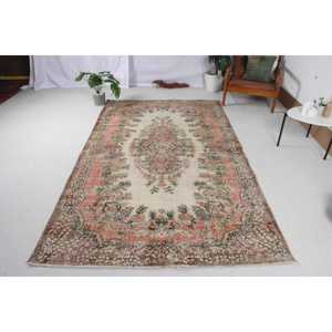 Turkish Large Rug, 5.1x8.7 ft Vintage Rug, <b>Brown</b> Moroccan <b>Wool</b> Rug - Product Image 1