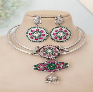 Alta calidad de moda tradicional Dyuthi oxidado Hasli Set más vendido estilo moderno plateado joyería de moda a buen precio - Product Image 1