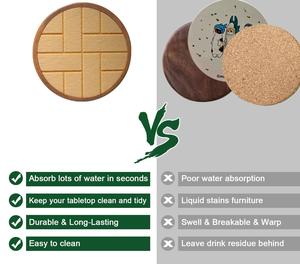 Lot de 5 sous-verres absorbants pour boissons, sous-verres en bois avec tampons en feutre, sous-verres pour protection de table à café, antidérapants - Product Image 4
