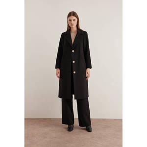 Abrigo Reversible Cruzado Negro para Mujer, Estilo Cola de Golondrina, Cortavientos, Impermeable, Transpirable, Formal, Otoño Invierno, Talla XL - Product Image 2