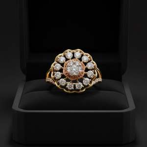 Bague de cocktail élégante d'inspiration florale vintage en or rose et or 14 carats pour mariage et fiançailles - Product Image 1