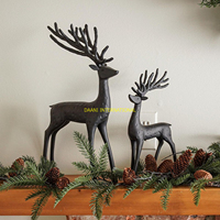 Sculpture de tête de renne en laiton faite à la main, grande tête de cerf, décoration de Noël pour la maison, le bureau, la table, style moderne