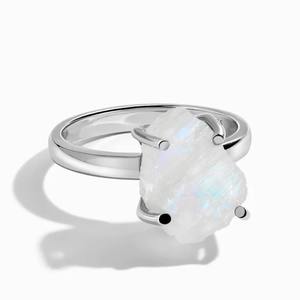 Anillo de declaración de cristal Natural chapado en oro hecho a mano para mujer, joyería de piedras preciosas de piedra lunar cruda para compromiso y Aniversario - Product Image 5