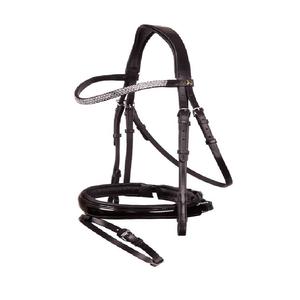 Bride de cheval anglaise personnalisable de qualité supérieure, bandeaux à trois rangées de cristaux, équipement en cuir équin, accessoires équestres - Product Image 1