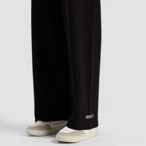 Weekday <b>Black</b> Jogger Sweatpants Size XL 100% Cotton Flare <b>Pants</b> with Zipper Pleat & Pattern Decoration Formal Style Colored Wash - Product Image 4