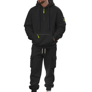 Traje para correr de lana con capucha de invierno para hombre, logotipo personalizado, posición frontal, 100% algodón, cintura elástica, ropa deportiva informal, tallas europeas - Product Image 4