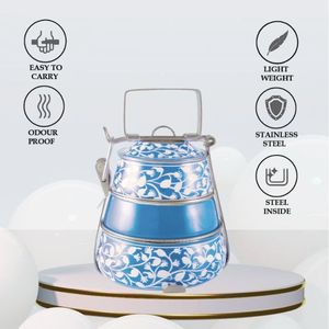 Fabricant de gros Pyramide à 3 niveaux en acier inoxydable Tiffin Lunch Box Clip Verrouillage du couvercle du couvercle Impressions personnalisées Transport facile - Product Image 2