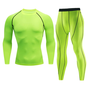 Ensembles de yoga compressifs pour hommes de haute qualité, respirants, à séchage rapide, en Spandex/Polyester, vêtements de fitness à motif uni, OEM disponible - Product Image 5