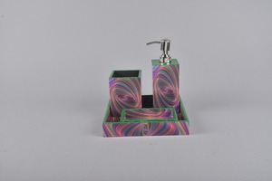 ชุดเครื่องจ่ายสบู่และโลชั่น3ชิ้นทำจากเรซินคริสตัลสุดหรู - Product Image 4