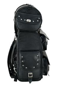 Sac de voyage pour moto en cuir grand format SKI INTERNATIONAL Vance, sac à dos noir avec clous, SI-MB-778, élégant bagage pour vélo - Product Image 4