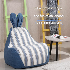 <span class=keywords><strong>Fauteuil</strong></span> pouf moderne Kino en tissu, forme lapin, avec rembourrage en EPS et <span class=keywords><strong>housse</strong></span> lavable, idéal pour la lecture, les loisirs ou comme chaise d'appoint de chambre. - Product Image 2