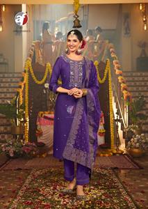 Viscose indienne de haute qualité d'exportation à la demande par Nylon Kurti avec pantalon et Dupatta avec broderie et travail à la main Mode femme - Product Image 4