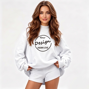 Custom Logo <b>Women's</b> Soft Cotton Mock Neck Streetwear Embroidered Jumper Fleece Oversized <b>Pullover</b> <b>Women</b> Mockneck Sweatshirt - Product Image 1