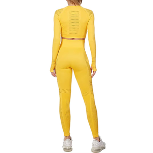 Ensembles de yoga pour femmes, solides, antibactériens, en spandex/nylon, 2 pièces, pour la remise en forme, la salle de sport, le yoga, vêtements décontractés d'été - Product Image 2