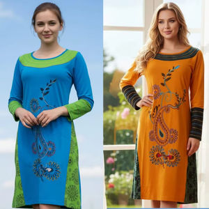 Robe longue brodée colorée à la mode, nouvelle collection 2022 - Product Image 1