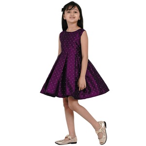 Shoryam Fashion Modern Purple Girls Party Dress | Sleeveless <b>Polka</b> <b>Dot</b> Frock Flared <b>Skirt</b> Knee-Length Kids Casual Party Wear - Product Image 3