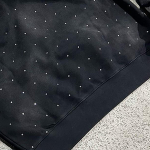 Logo en strass personnalisé lavage à l'acide vintage thermique Streetwear pull bouffant impression français éponge soleil fané sweats à capuche en strass - Product Image 4