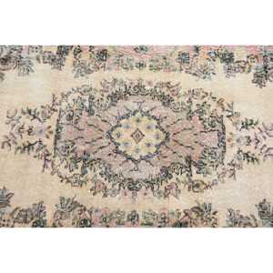 3.8x6.7 ft Vintage Rug, Turkish Rug, <b>Brown</b> Polka dot <b>Wool</b> Rug - Product Image 5