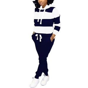 Ensembles d'entraînement deux pièces pour femmes de poids lourd pantalons de survêtement longs et hauts survêtements de jogging pour les sorties d'automne et d'hiver - Product Image 3