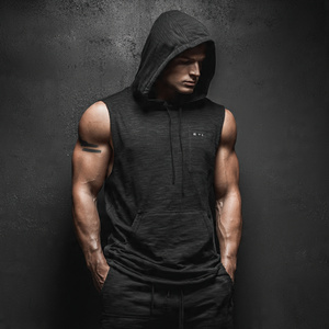 Gym Fitness <b>Sleeveless</b> Hoodie Men's Workout Exercise <b>Hoodies</b> Tops Singlet <b>Sleeveless</b> Hooded Top Mens - Product Image 1