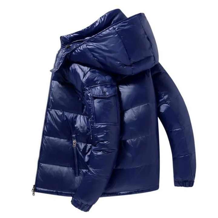2025 Men's Blue Duck Brand Thermal Puffer Jacket Warm Winter Overcoat Detachable Hood Shiny Coat Solid Pattern Male Overcoat