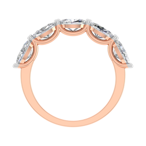 Fancy Lab Grown Moissanite Half Eternity Band Ring IGI Certificado 2,19 Carat Forma ovalada Chapado en oro amarillo Ajuste de punta fina - Product Image 2