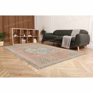 Tapis à motif de roses, tapis imprimé avec décor géométrique et antique, tapis gobelin - Product Image 3