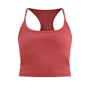 Camiseta sin Mangas de Buena Calidad para Mujer, Color Sólido, Secado Rápido, Transpirable, para Ejercicio, Yoga, Fitness, con Textura Acanalada - Product Image 1
