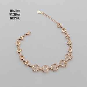 CZ 925 Sterling <b>Silver</b> Heart <b>Charm</b> Chain <b>Bracelet</b> <b>for</b> Women Classic Rose Gold Plated <b>for</b> Gifts or Parties - Product Image 1