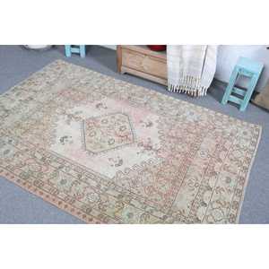 Alfombra Turca Vintage de Lana 4.3x6.3 pies, Diseño Azul Marroquí con Parches, Base de Látex Ecológica - Product Image 4