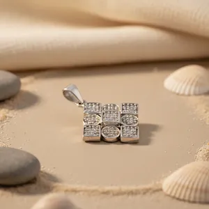 925 Silver Cubic Zirconia Pendant for Women 18K <b>Gold</b> Plated Fashion Jewelry with <b>Number</b> Pattern and 18K Plating Color - Product Image 2