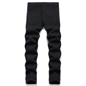 Pantalones Vaqueros de Mezclilla Ligeros Personalizados para Hombre, Corte Regular, Estilo Casual, Algodón de Buena Calidad, Sólidos, Rotos - Product Image 6